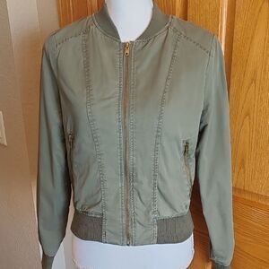 Ambiance Small Olive Green Bomber Style Light Jacket